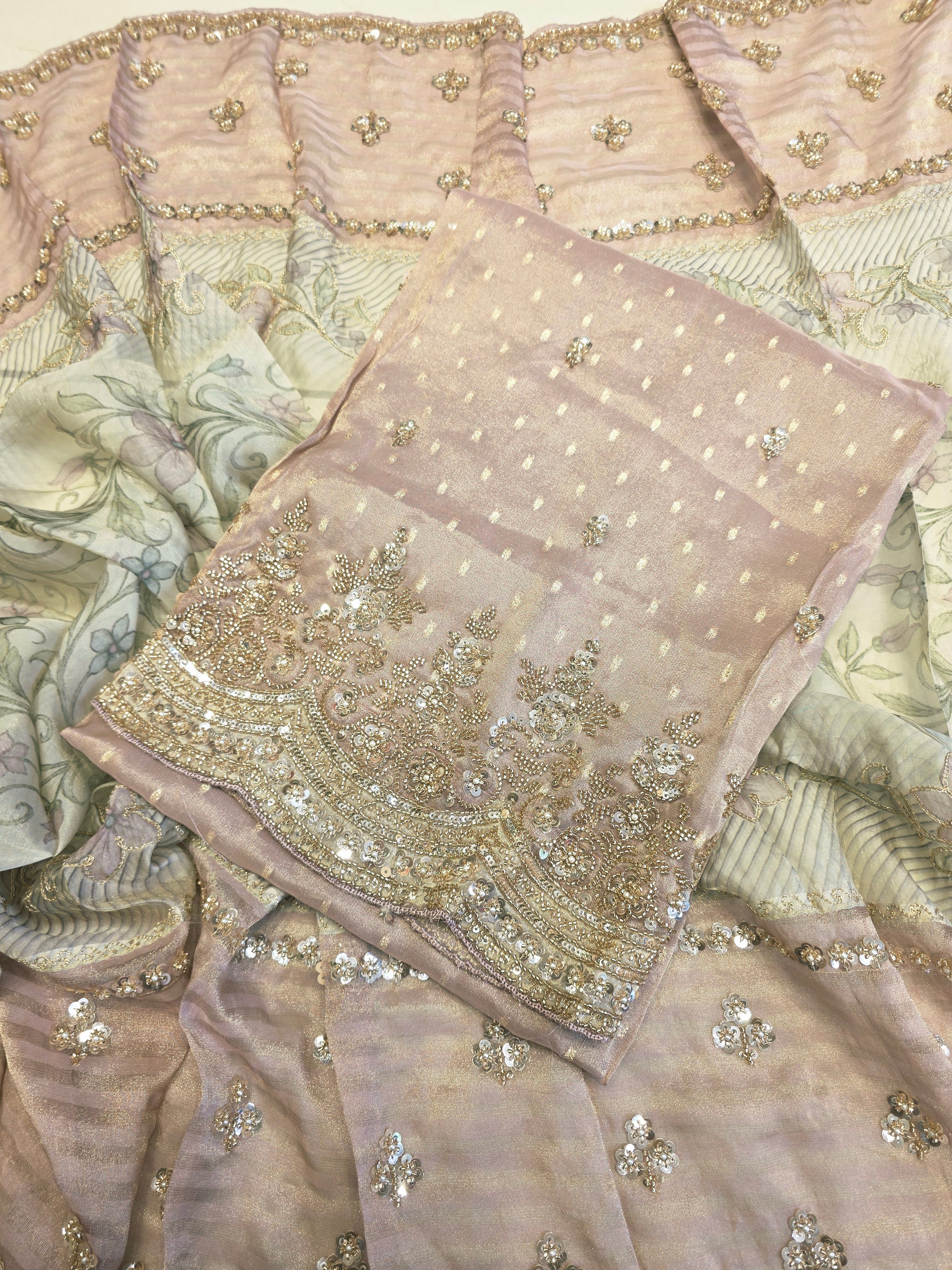 PASTEL HANDWORK HEAVY DUPPATTA UNSTITCHED SUIT