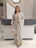PREMIUM BURBERRY TISSUE GREY PARTYWEAR PLAZZO SUIT