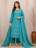 FIROZI CAMBRIC COTTON NECK WORK PLAZZO SUIT
