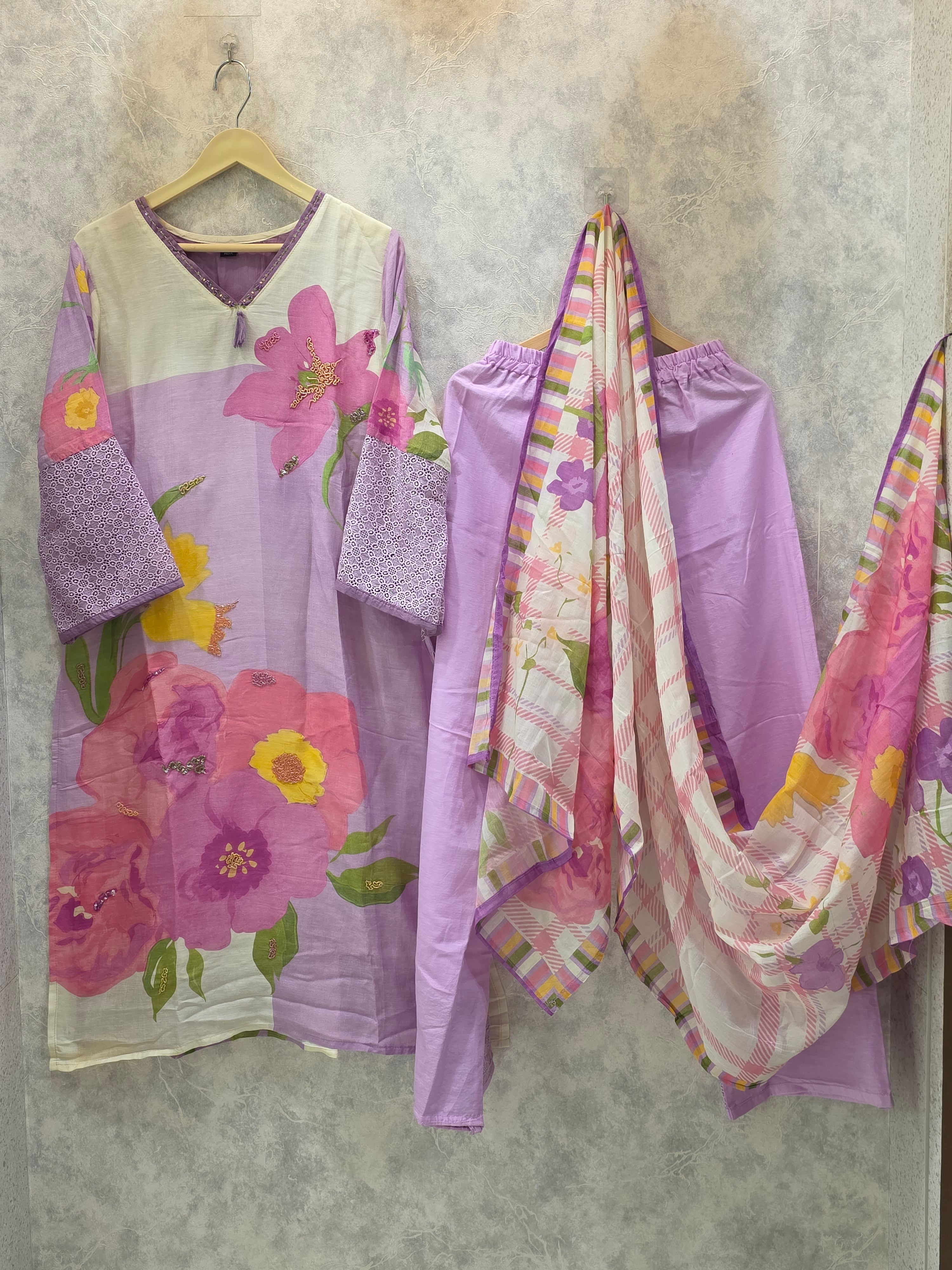 BOLD PRINTED LINEN BLEND PLAZZO SUIT