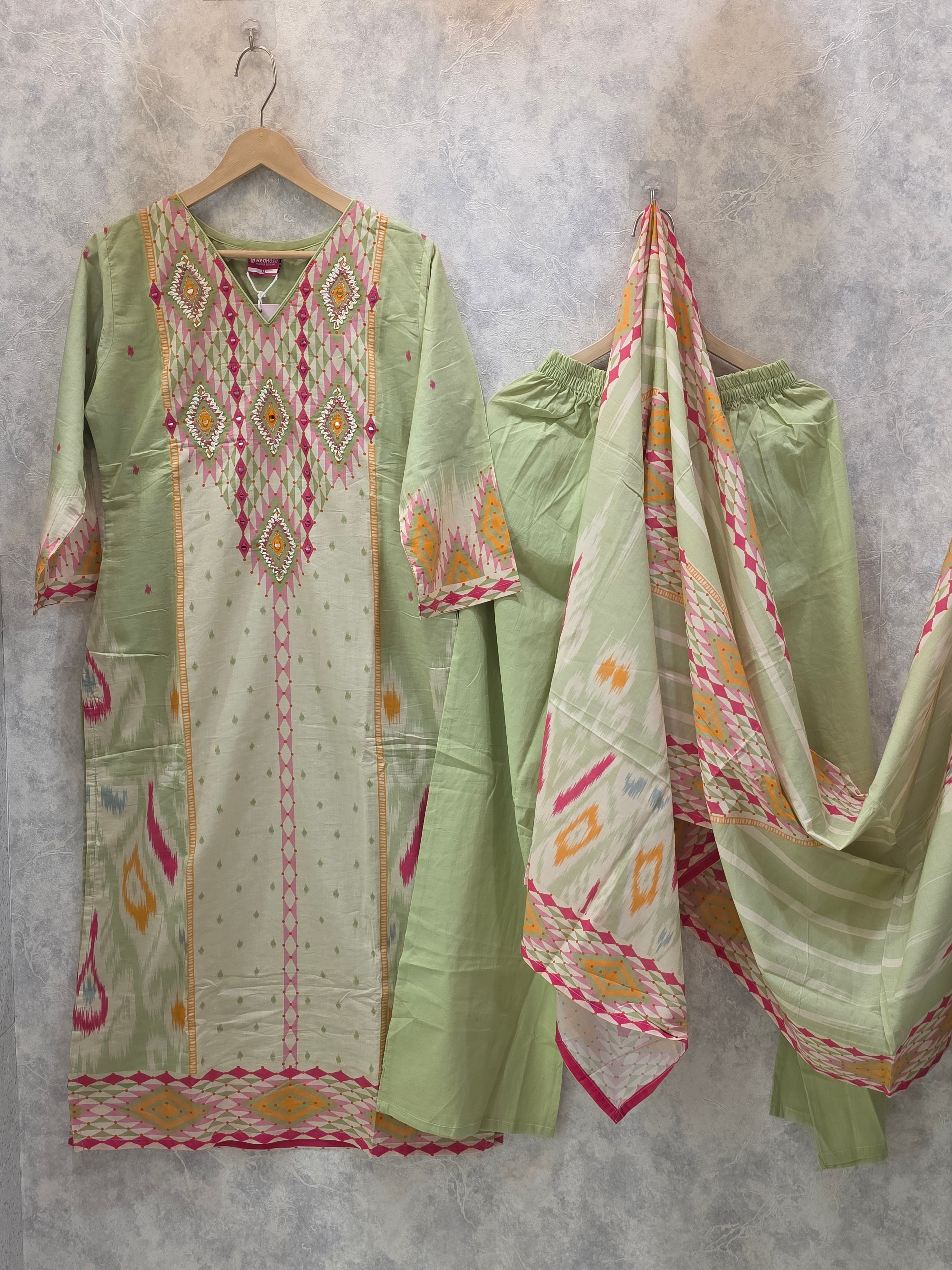 LIGHT EMBROIDERED CAMBRIC COTTON PLAZZO SUIT