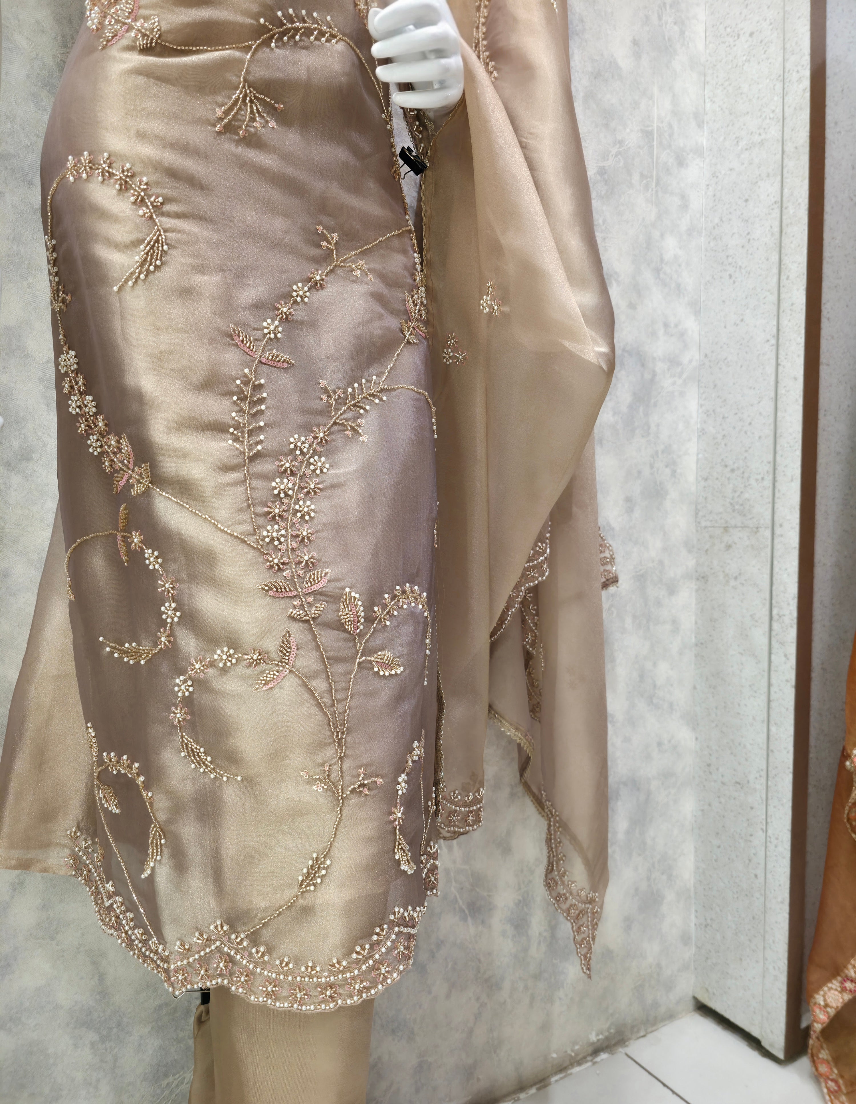 Glass Tissue Shimmer Partywear Unstitched suit
