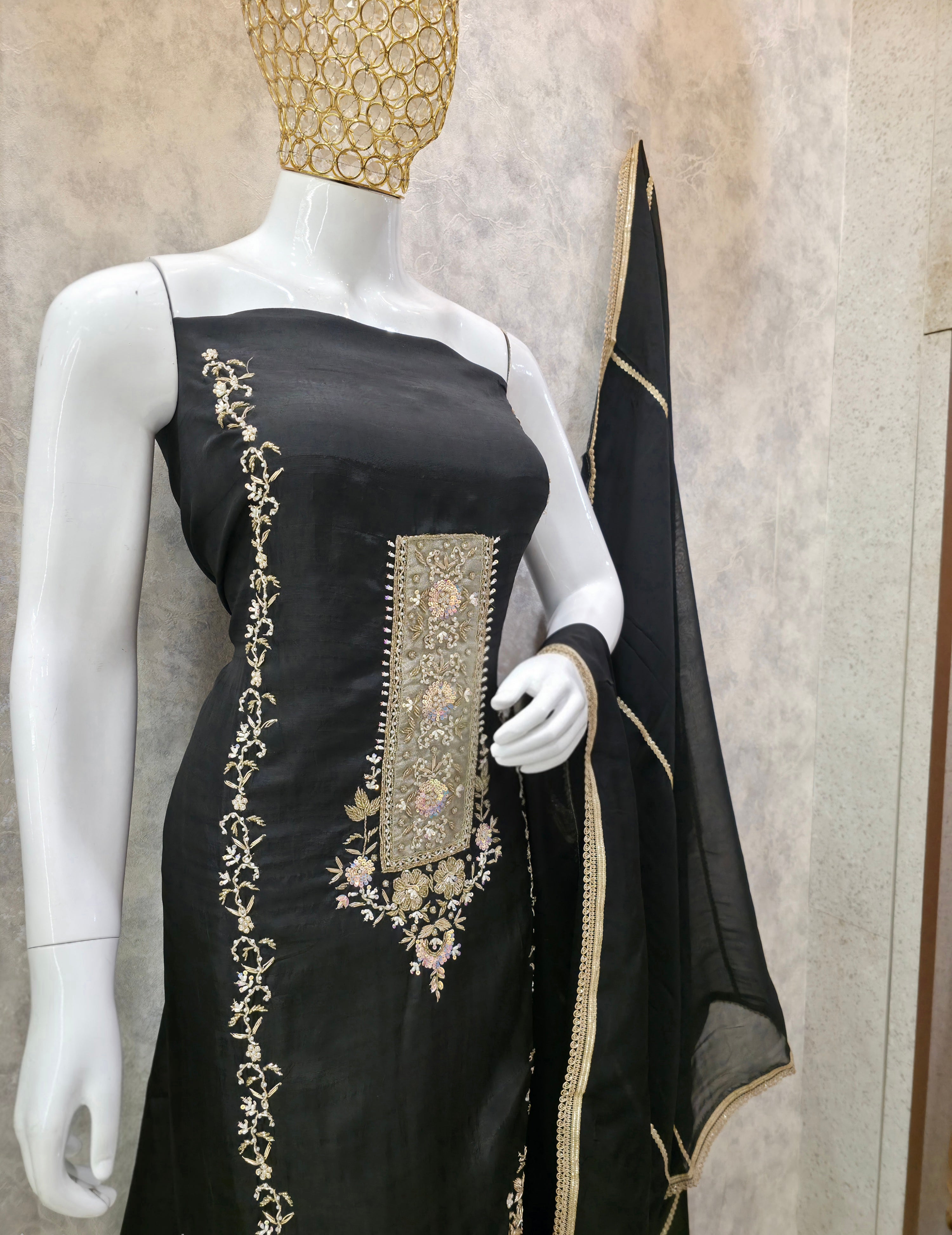 Khadi Silk Partywear Unstitched Suit