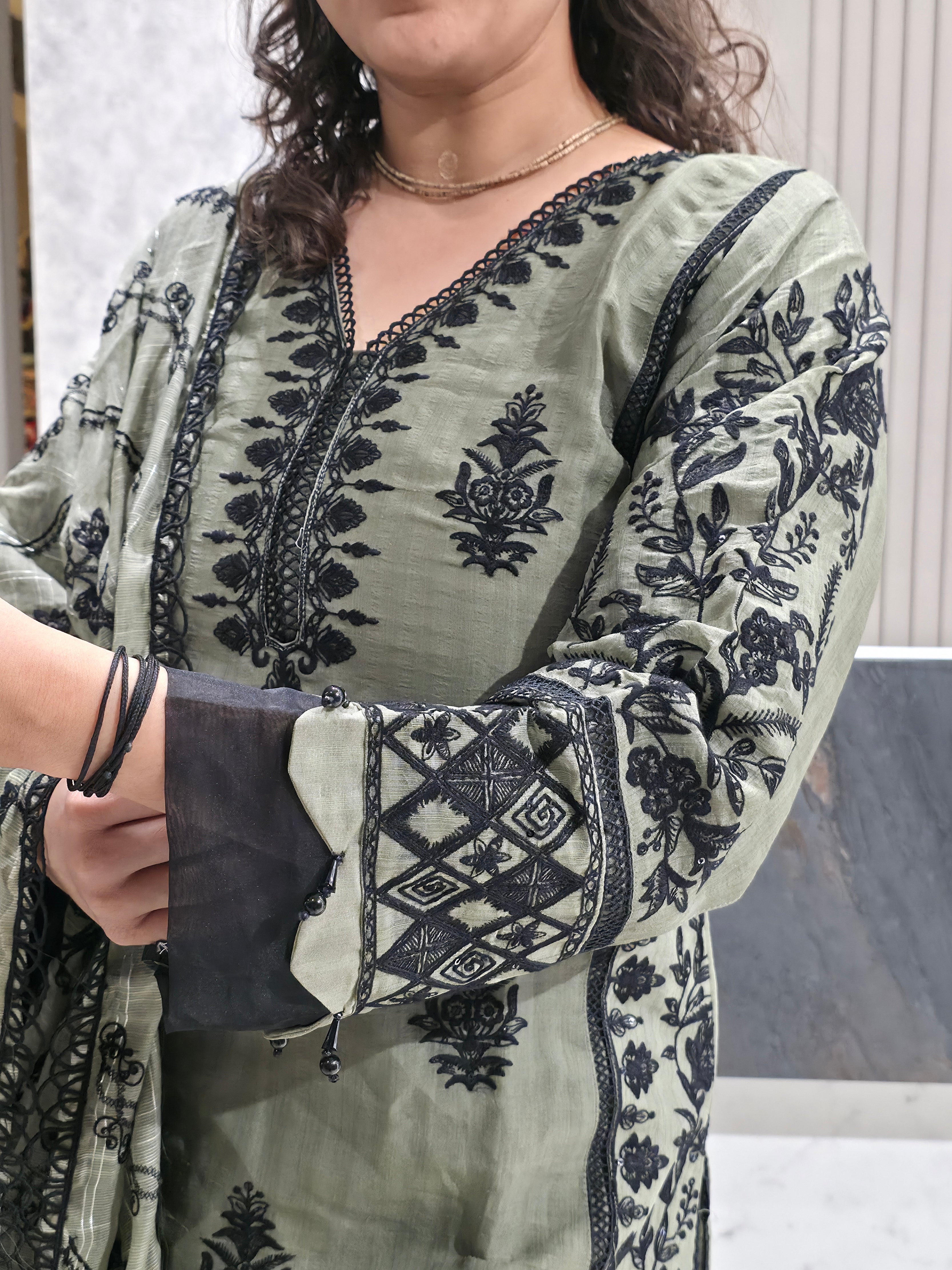 Pakistani Black Thread Work