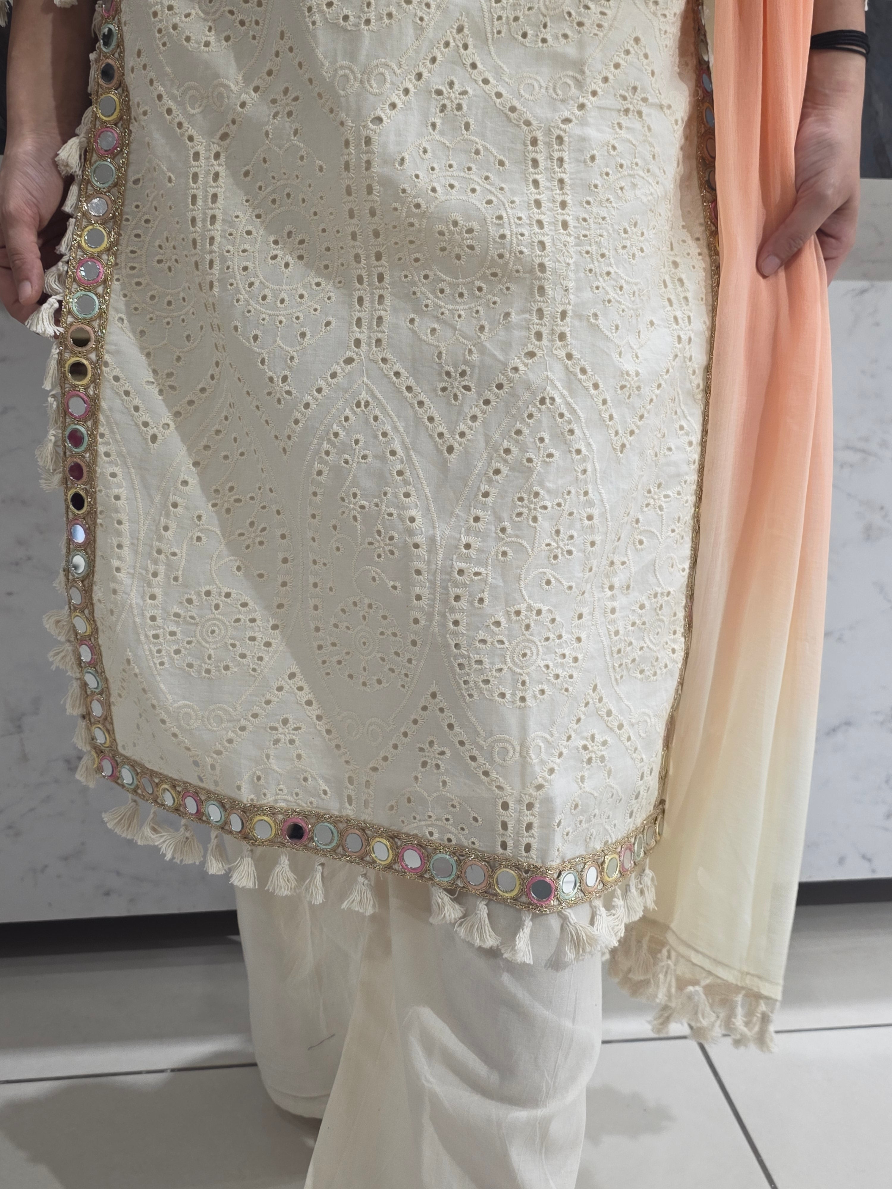 Schiffli Cotton Plazzo suit