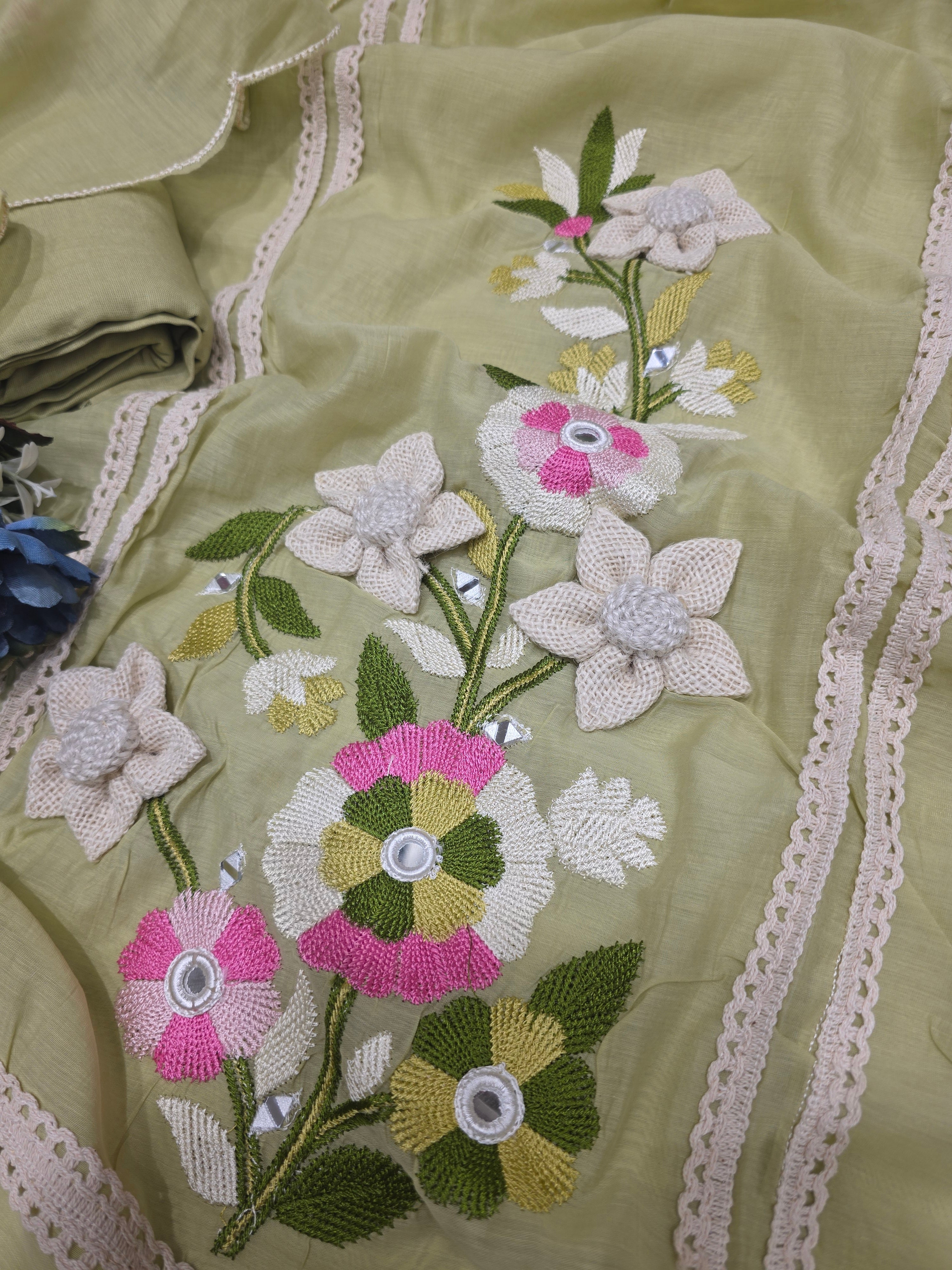 PUFF WORK MUL COTTON UNSTITCHED SUIT