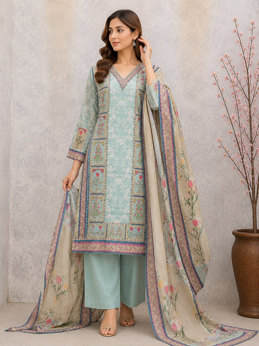 LIGHT SEA GREEN GOTA PATTI HANDWORK PLAZZO SUIT