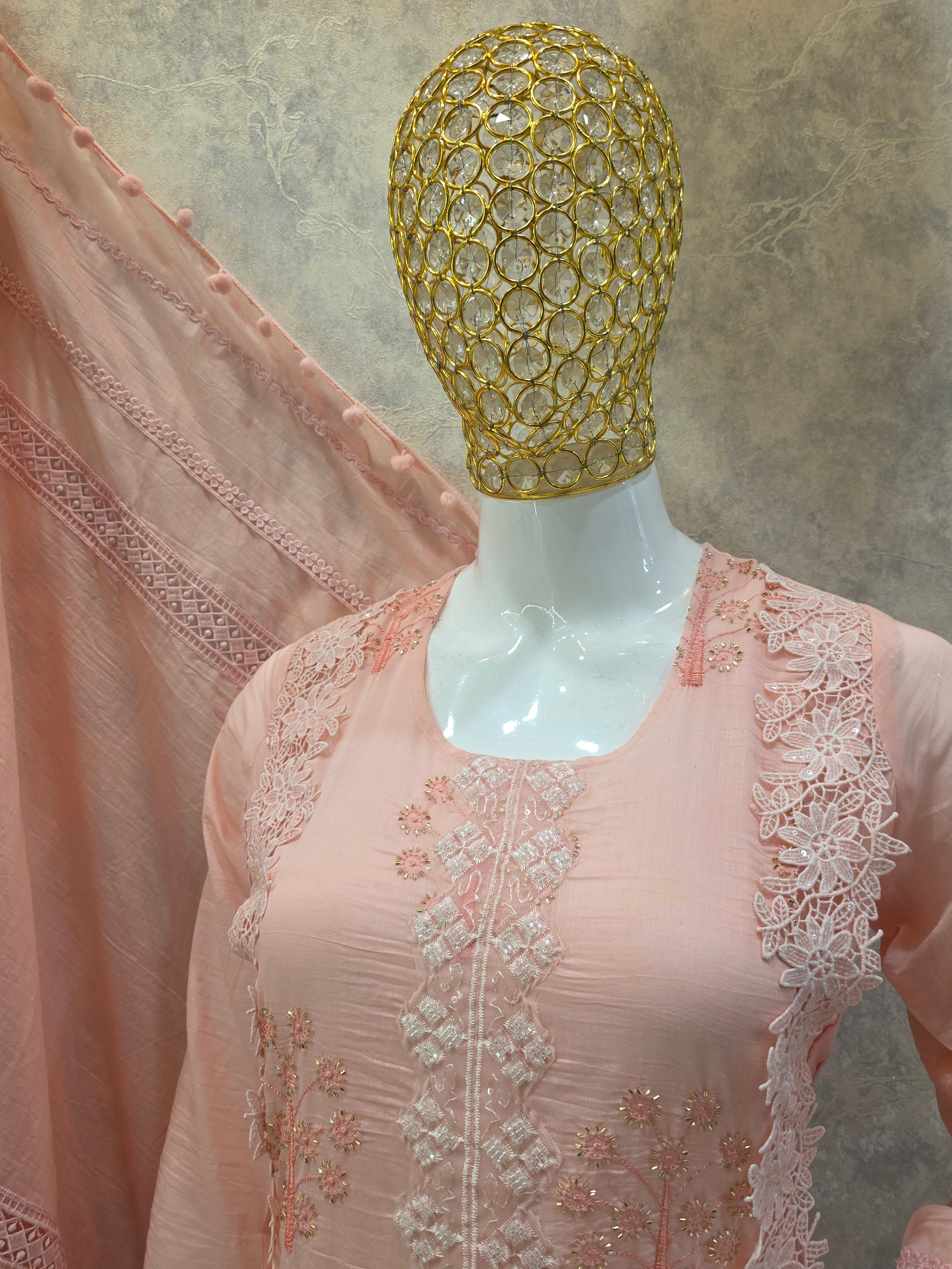 MUL MUL HANDWORK PARTYWEAR PLAZZO SUIT
